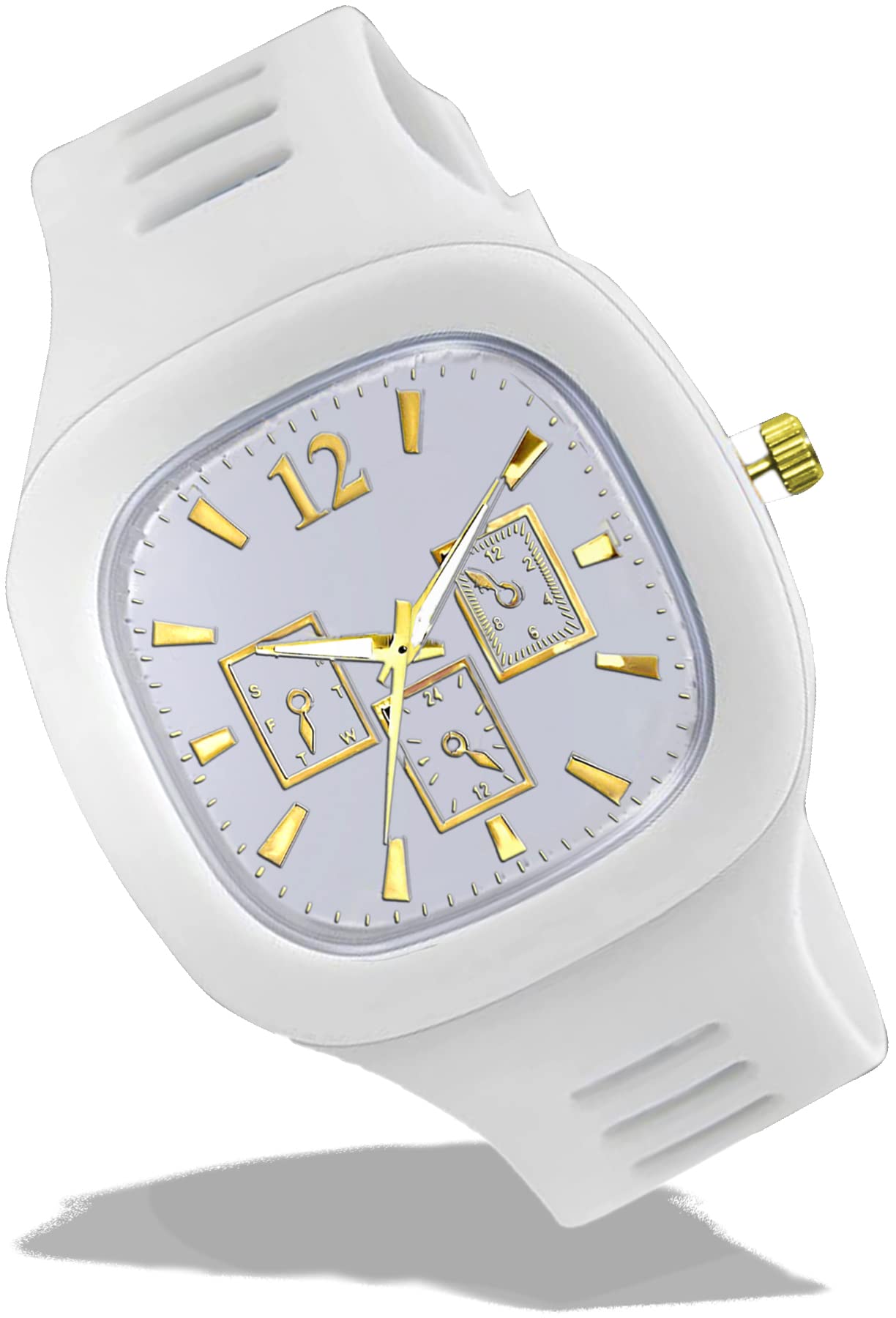 Lionmati ADDI Stylish Designer Latest Generation Multi Dial Square 6 Crono Analog Wrist Watch for Boys & Girl (White) (B0BDHDNS7P) Amazon Price History, Amazon Price Tracker