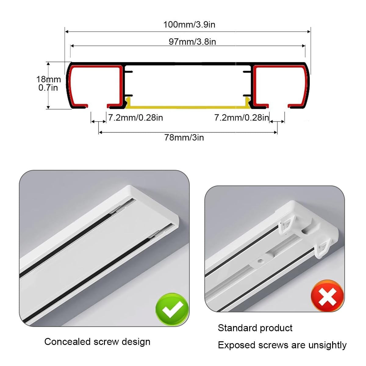 Alu-Vorhangschiene Decken Gardinenschiene 2-LäUfig, Aluminium Gardinenstange Weiß, Ultradünne Hausvorhangschiene für Privatsphäre Raumteiler 50/70/120/140/160/230/400/500/750/800cm(Schwarz,130cm)