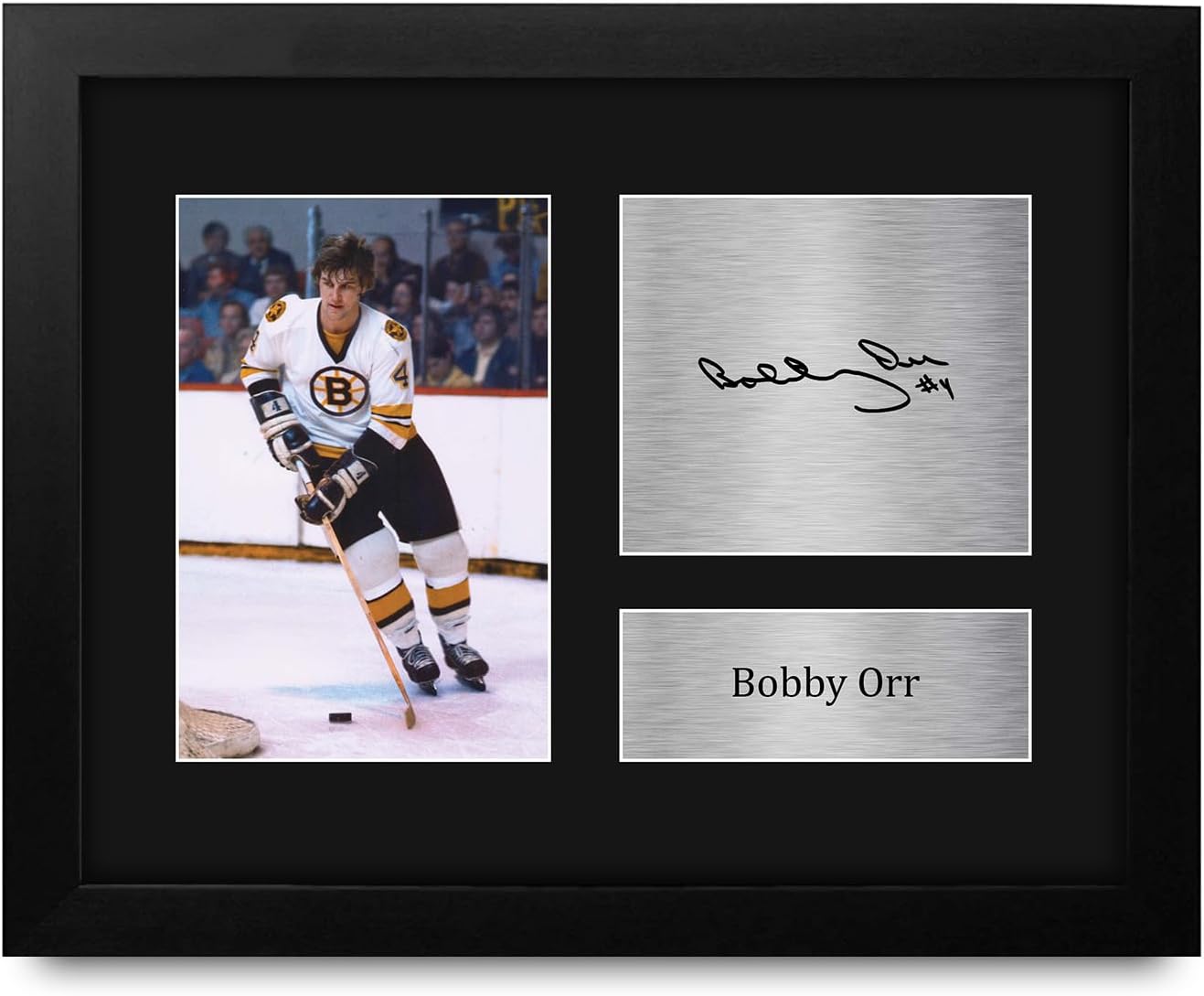 HWC Trading Bobby Orr Boston Bruins Gifts Printed Signed Autograph Picture for Ice Hockey Fans - US Letter Framed