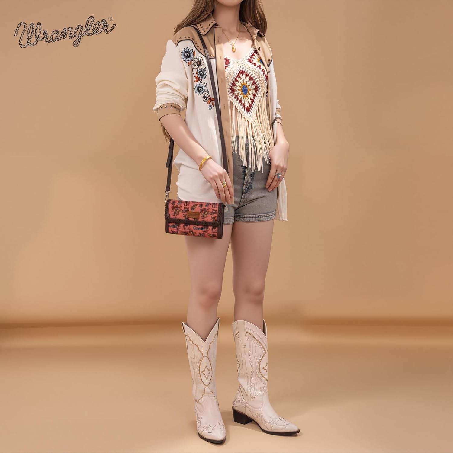 Wrangler Cowboy Print Small Crossbody Bags for Women Western Wristlet Wallet - Image 2