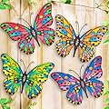 Kggetr Metal Butterfly Wall Decor - 4 Pack Outdoor Wall Art Hanging Decoration for Garden Yard Fence Patio Balcony,Gift for Mom Sisters Friends
