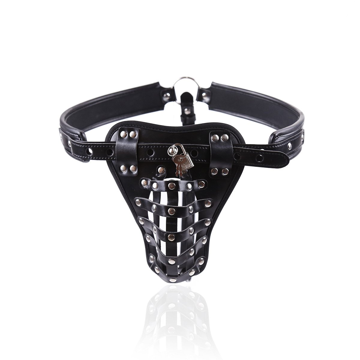 Boowhol Ceinture de chasteté pour homme en cuir avec string SM