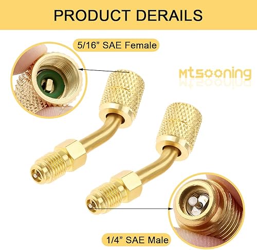 Miniatura 3 de Mtsooning 4 adaptadores R410A Mini Split, 516 pulgadas SAE hembra a 14 pulgadas SAE macho, adaptador de vacío de carga de repuesto para aire