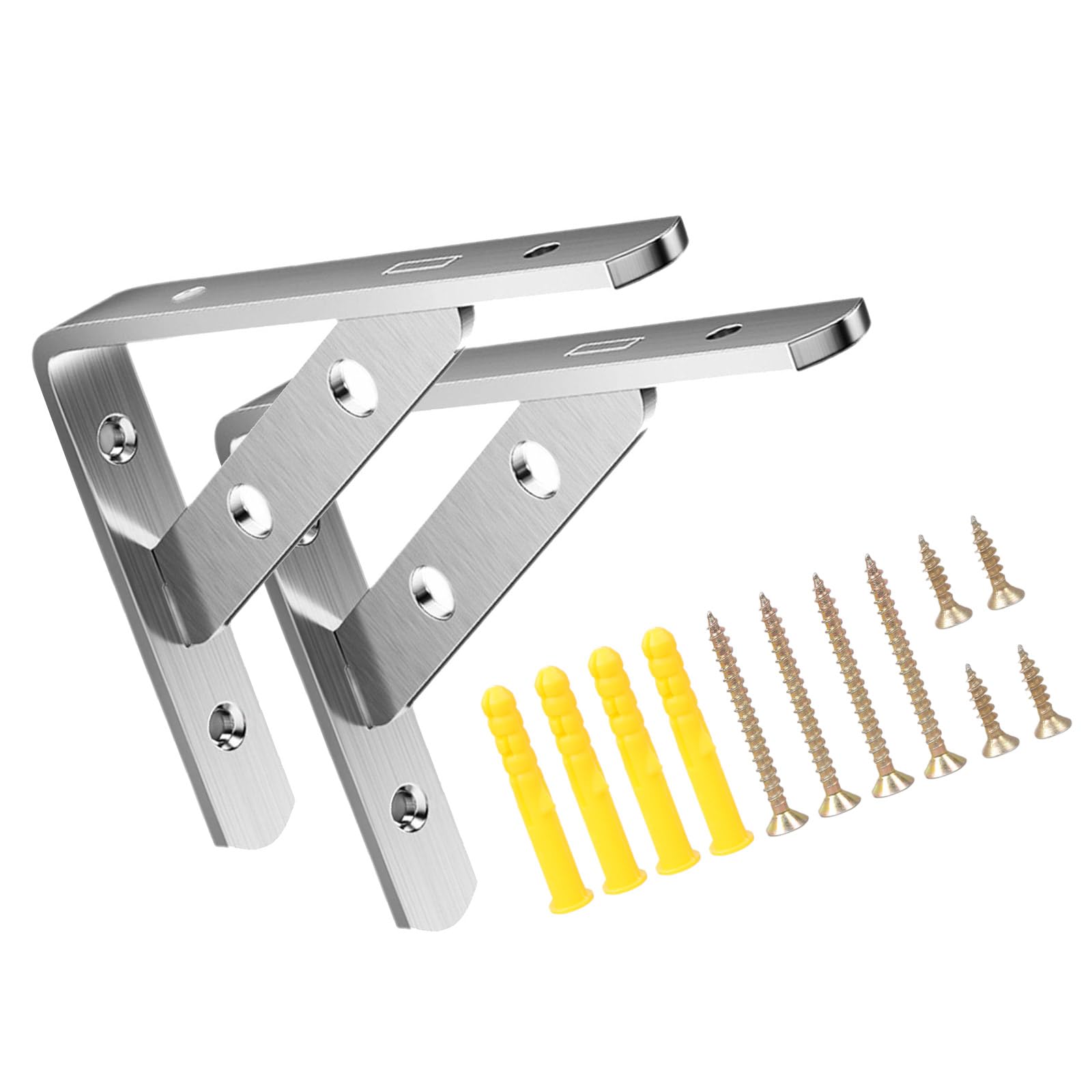 2Pcs Stainless Steel Brackets Heavy Duty Triangular Frame Wall Shelf Right Angles Stand Enduring Triangular Brackets Wall Shelf