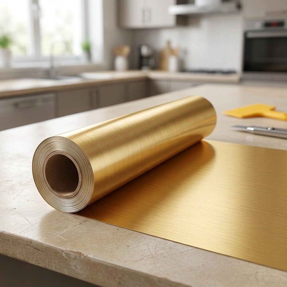 4er Set Möbelfolie Gold 60x300cm Wasserdicht(Gold)