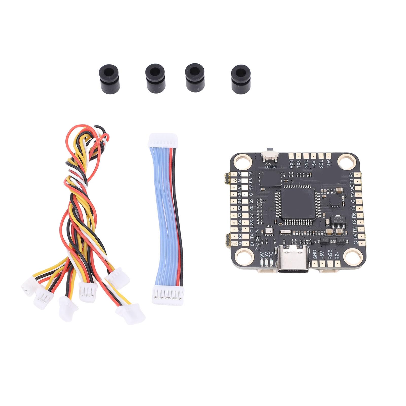 Wakects Controlador de Vuelo de Drones, Pila de Controlador de Vuelo EVA con ESC sin Escobillas 80A, Actualización de Firmware Inalámbrica, Disipador de Calor CNC, Diseño de Múltiples Puertos para