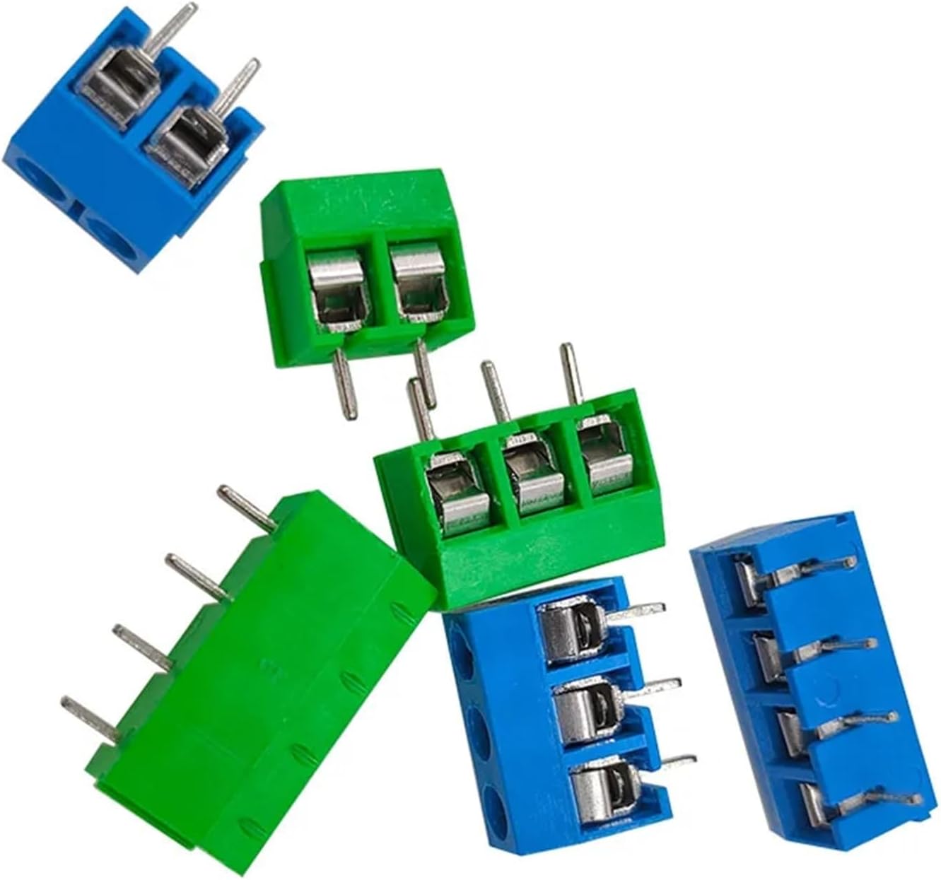 100Pcs KF301 2/3/4Pin Spliceable Plug-in Screw Wire Terminal Block Pitch 5.0mm Straight PCB Mount Connector Blue Green(3P Green 100PCS)