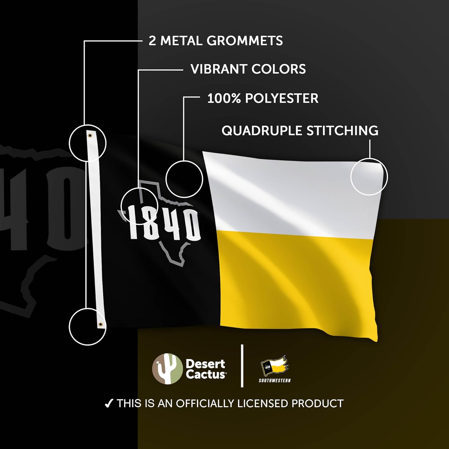 Desert Cactus Southwestern University SU Flag - 3 x 5 Feet Pirates Banner, Indoor/Outdoor Durable Fabric, 100% Polyester Design (Style A) - Image 4