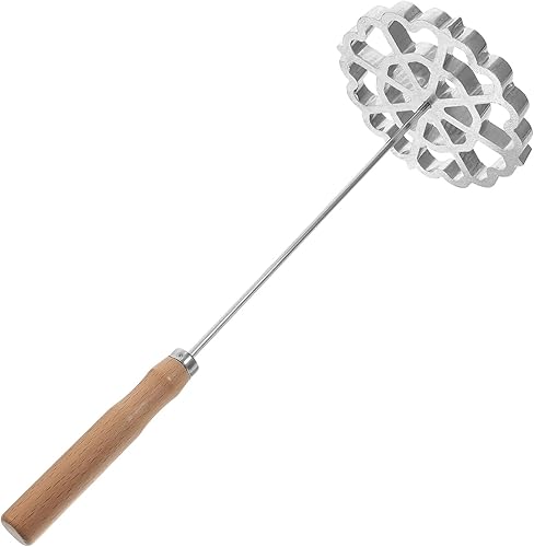 MAGICLULU Molde de aluminio para gofres, moldes para bunuelos con mango de madera, antiadherente, para hacer bunuelos de flores, cuchara, molde para