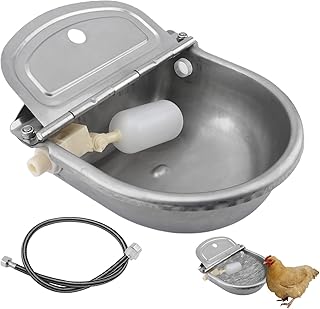 Automatic Dog Water Bowl Dispenser, Stainless Steel Water Troughs for Livestock, Automatic Water Feeder with Float Valve & Hose, Water Trough for Cattle Dog Horse Donkey(Silver)