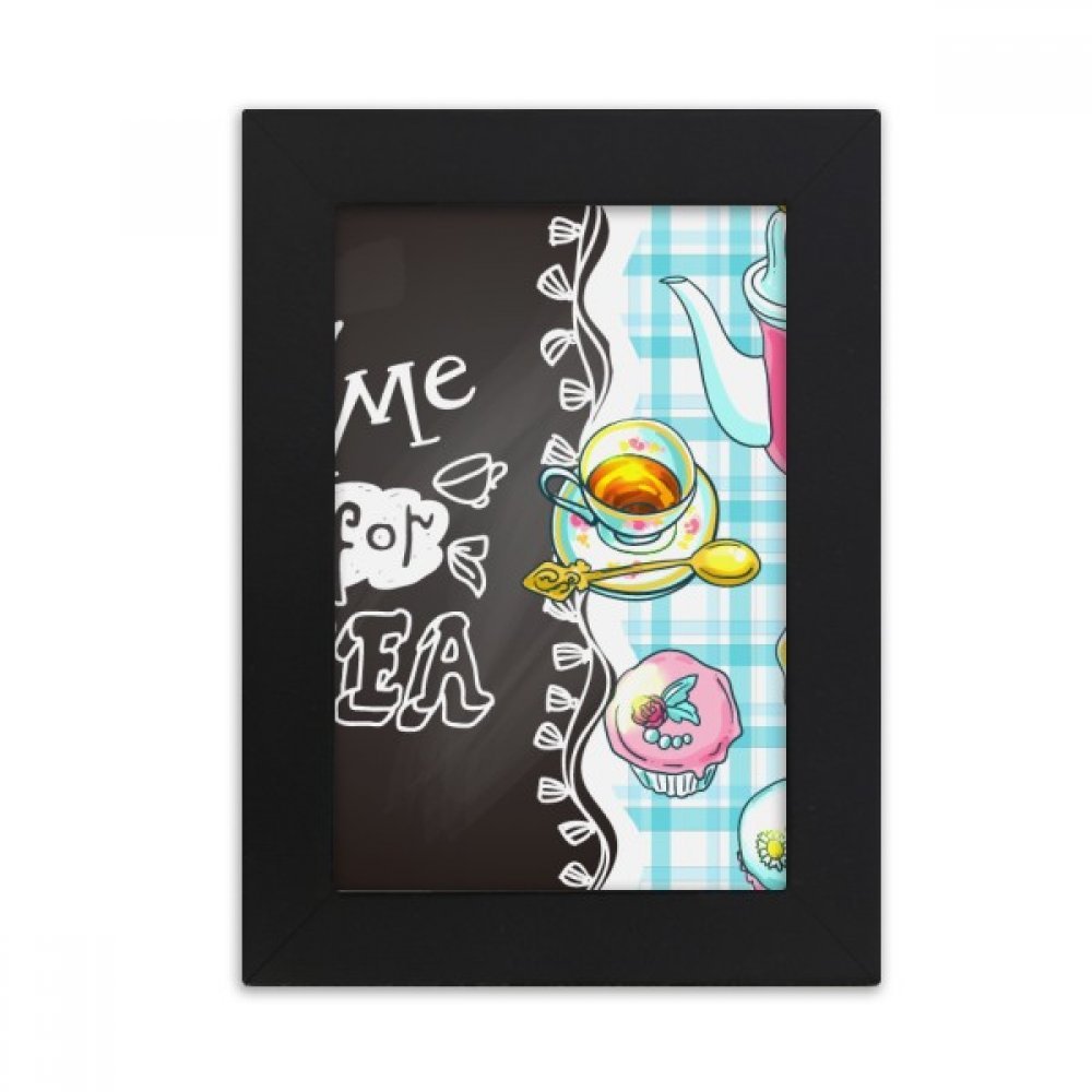 Cadre photo noir bureau France et tasse de thé pour image 10x15 cm
