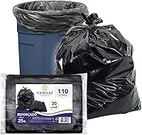 Saco de Lixo 100 Litros Preto Super Resistente e Reforçado - Pacote com 25 Unidades 100L Marca Versai