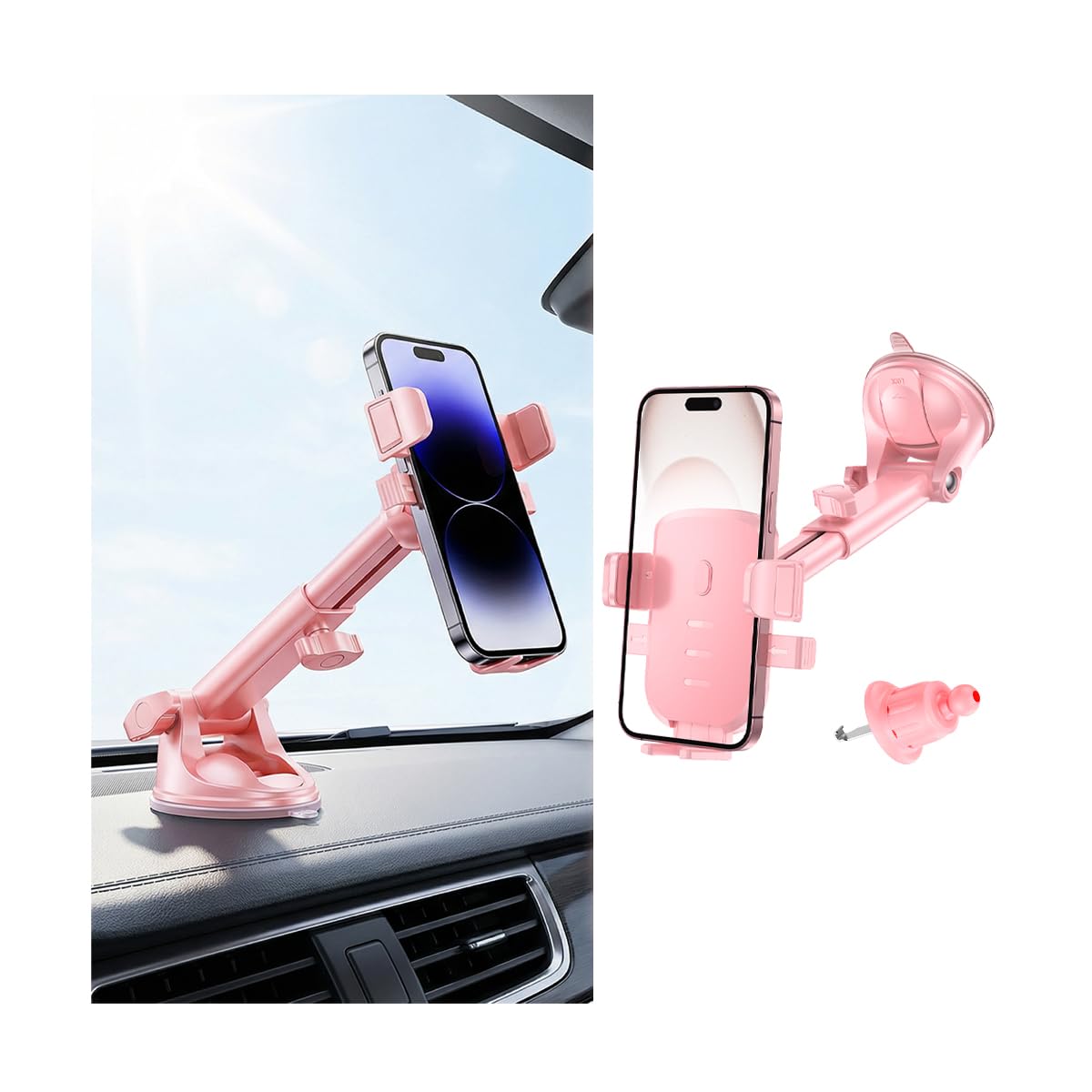 Soporte para teléfono de coche, manos libres, ventosa fuerte, soporte para teléfono celular con gancho de ventilación de aire, soporte interior para teléfono inteligente, ajuste universal