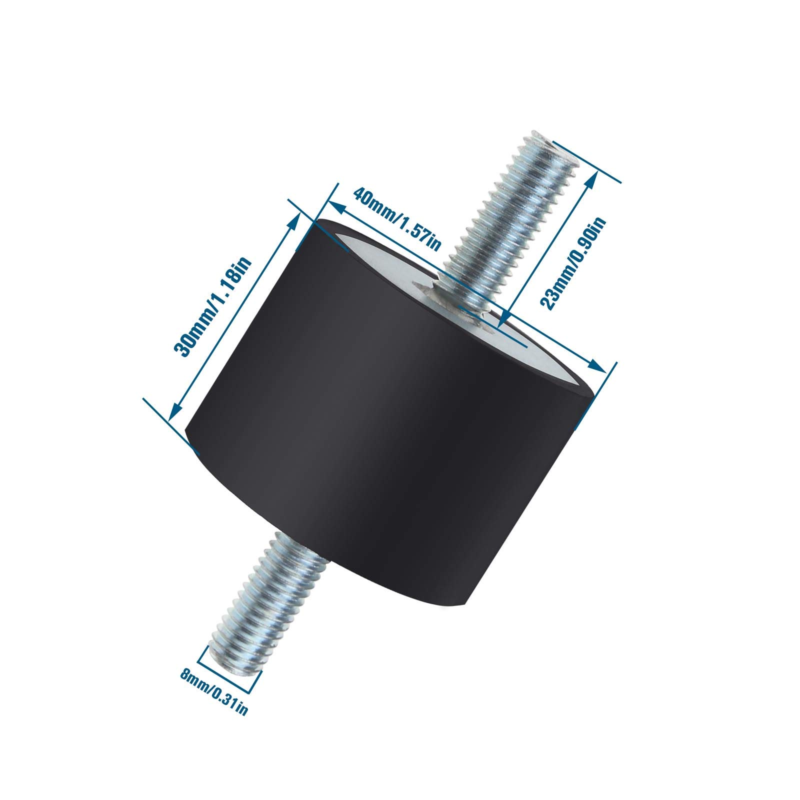 4 Stück M8 40x30mm Doppelend-Gummi-Absorber Halterungen Anti-Vibrations-Isolator für Luftkompressoren Motoren Wasserpumpen