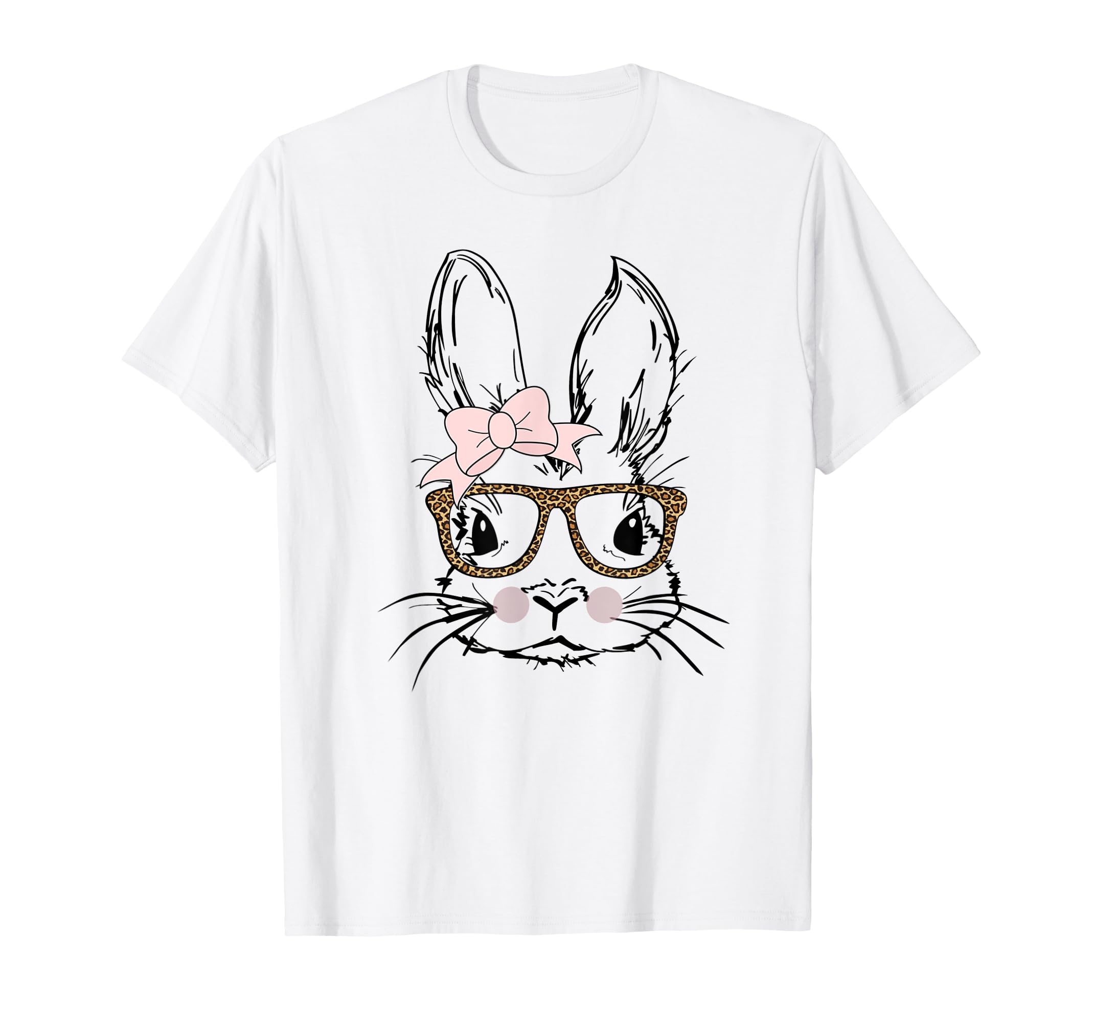 Cute Bunny Face Easter Sweatshirt - Leopard Print Glasses & Bow Design, Funny Easter Gift For Women & Girls