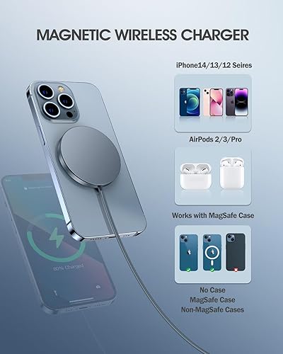 Miniatura 3 de Paquete de 2 cargadores inalámbricos magnéticos para iPhone 1515 Pro15 Plus15 Pro Max de 15 W, cargador magnético rápido para iPhone 15141312 Series