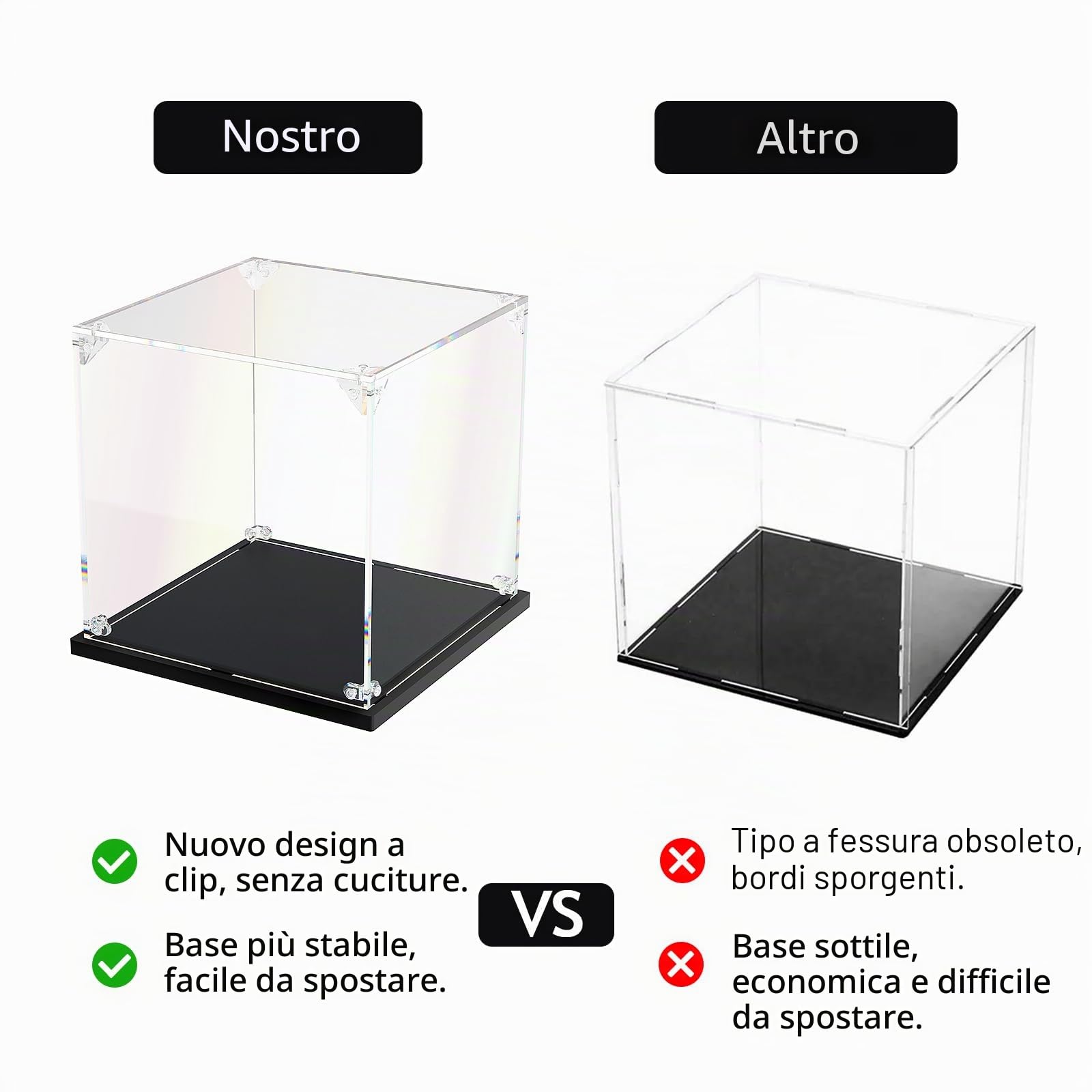 Vetrina in acrilico per action figure giocattolo Funko Pop antipolvere trasparente in plexiglass espositore per modellini di auto da collezione 25 x 25 x 40 cm, LY012-9
