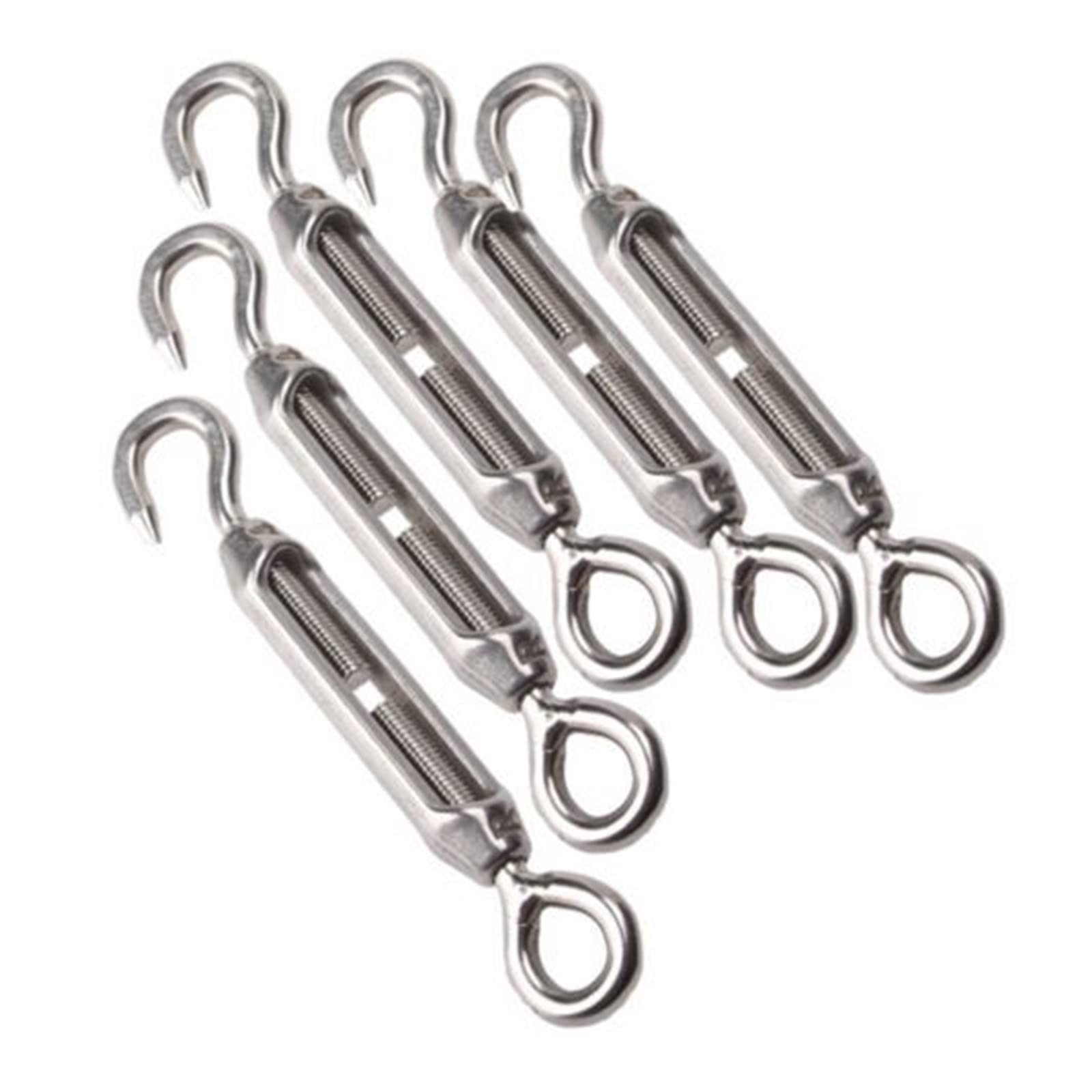 PULaif Turnbuckle Wire Tensioner, 304 Stainless Steel Hook Eye Turnbuckle Wire Rope Tension Pack Of 5 M4