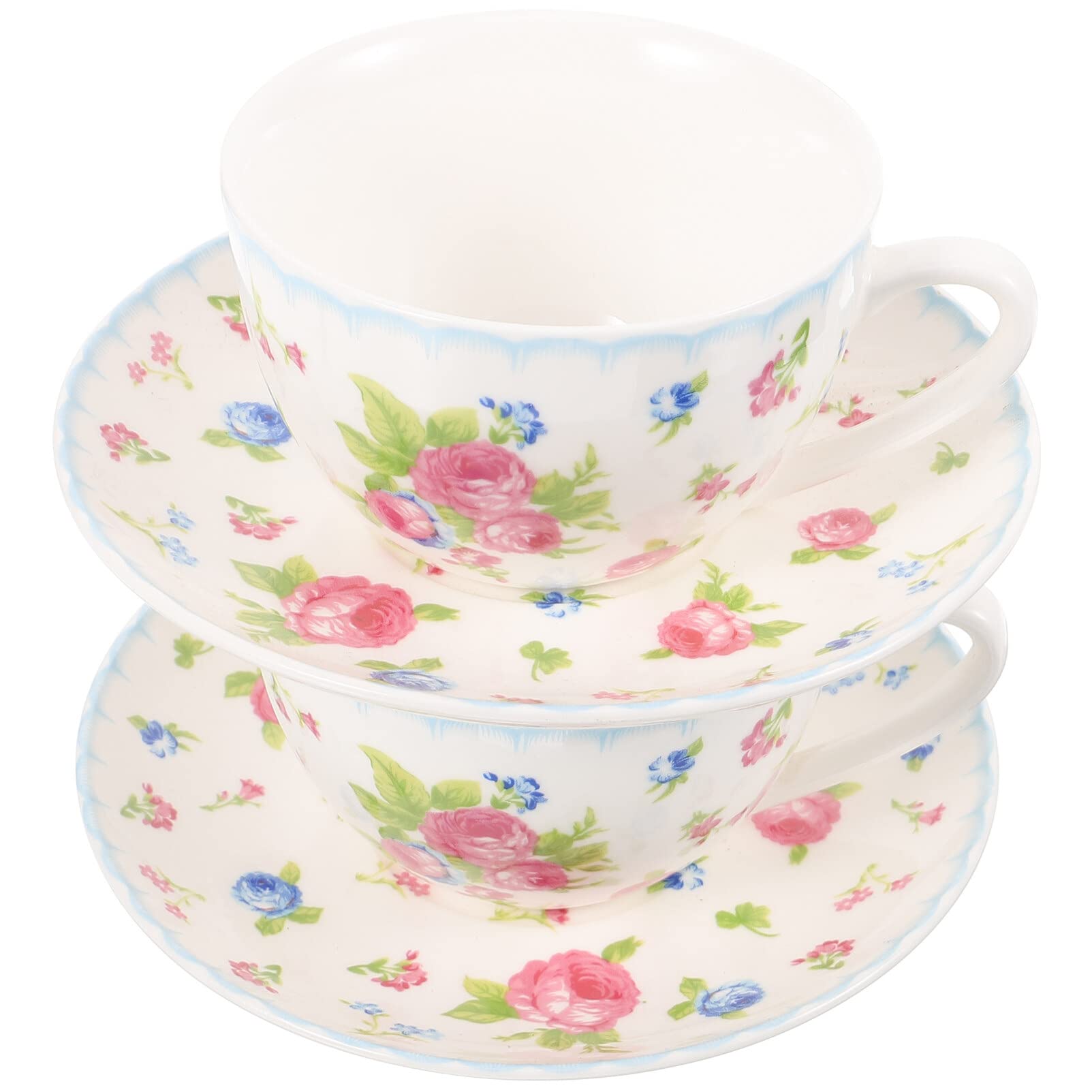 Yardwe 1 Juego De Tazas De Té De Porcelana Con Platillo Tazas De Té De Estilo Europeo Tazas De Café Vintage Tazas De Porcelana Con Patrón De Flores Vasos De Tarde Para Fiestas En