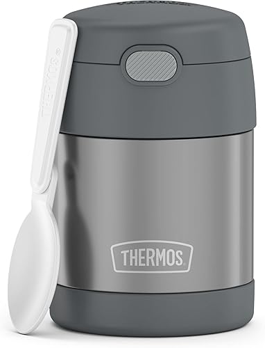 Miniatura 2 de THERMOS FUNTAINER - Tarro de alimentos de acero inoxidable aislado al vacío de 10 onzas con cuchara plegable, gris y FUNTAINER de acero inoxidable