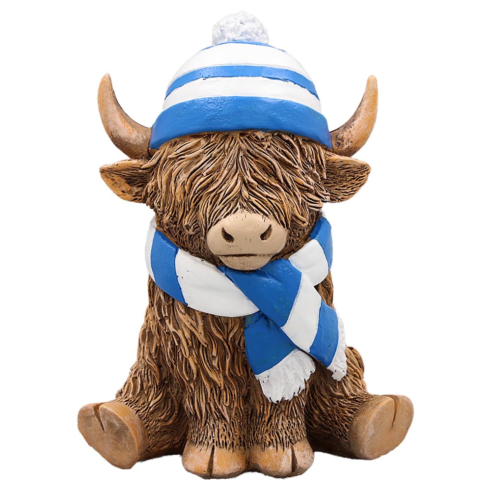 L & P Home & Gifts Highland Cow Hat Scarf Blue
