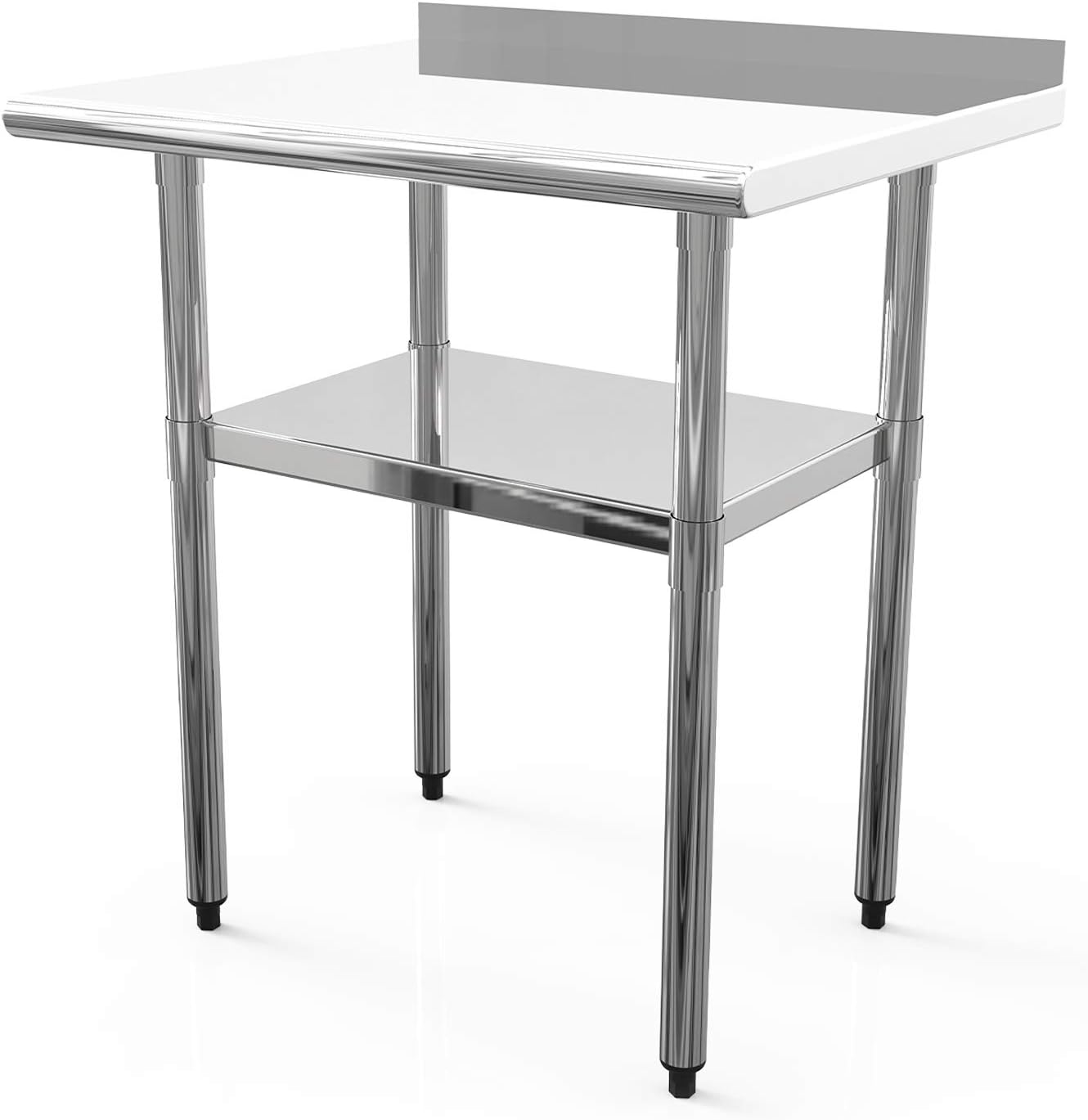 Stainless Steel Work Table 30X24 in Commercial Working PrepTable with 1 1/2" Backsplash Work Tables for Shop Kitchen Restaurant Home Outdoor Metal Table Worktables and Workstations
