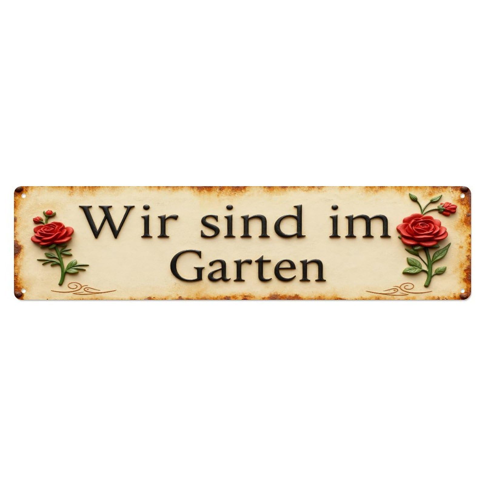Floral Garden Sign With Text Metal Tin Sign Plaque