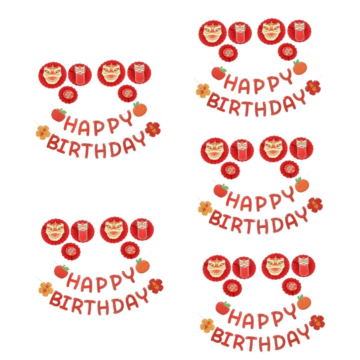 Cabilock 5 Juegos conjunto de de danza del decoraciones de globos de boda ventilador de papel de seda de cumpleaños decoración fiesta pancarta cumpleaños pancarta de cumpleaños