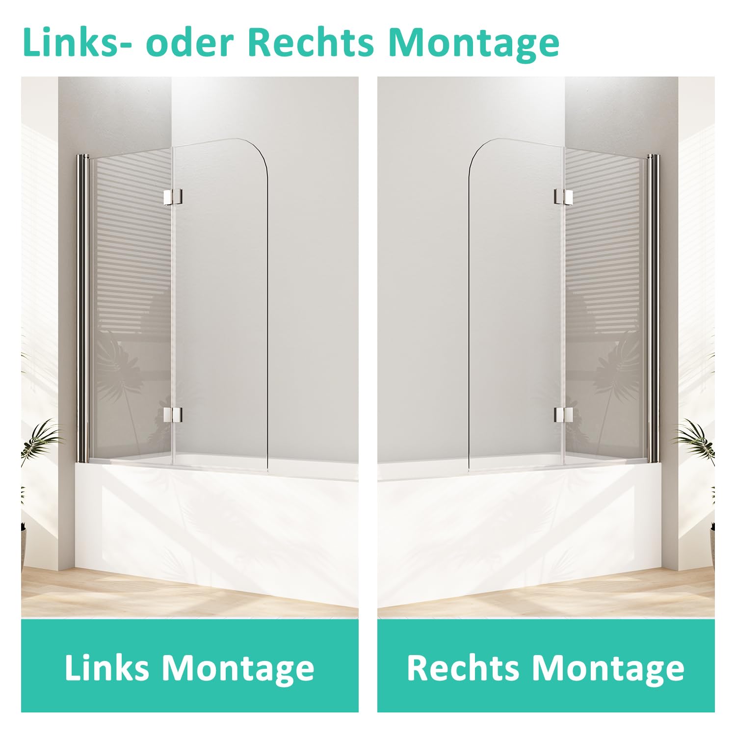 Shower Screen For Bathtub, 90 X 140 Cm, 2-Piece Revolving Door Shower Screen Bath Attachment Folding Wall Shower Enclosure For Bathtub With 6 Mm Nano - View #8