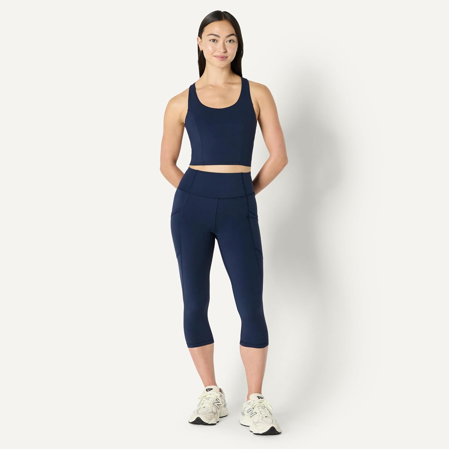 Amazon Essentials Women's Active Total Train Medium Support Gym Workout Racerback Crop Tank with Built-in Bra - Image 5