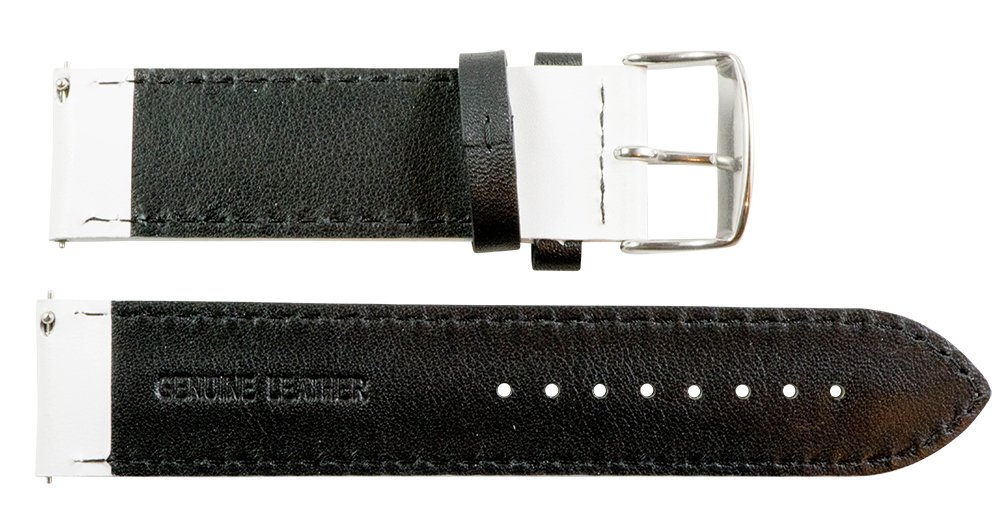 Clockwork Synergy, LLC 22mm Rally Perforated Smooth White/Black Leather Interchangeable Watch Band Strap
