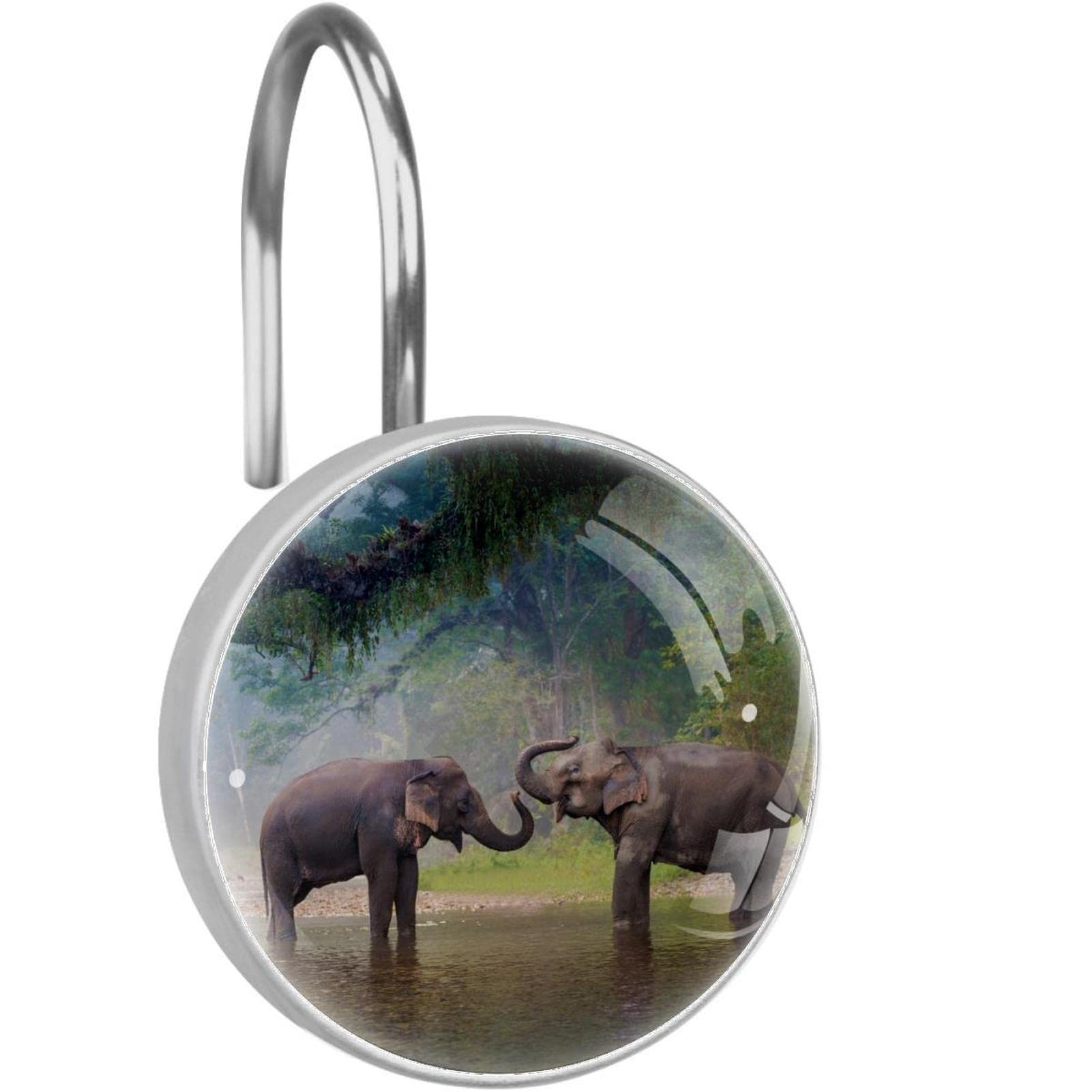 Crochets rideau de douche éléphant en acier inoxydable lot de 12 pour salle de bain