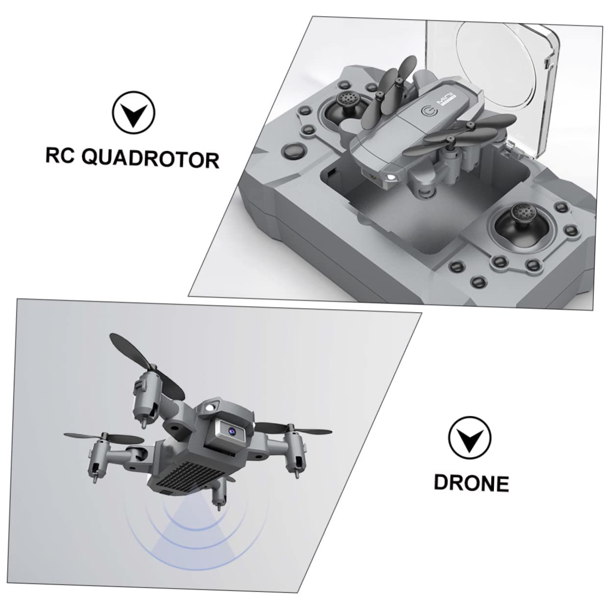 Toyvian Mini Drone Telecamera 4k Pieghevole, Quadricottero Rc Mantenimento Quota, Bracci Richiudibili, Stabile, per Selfie e Riprese Aeree