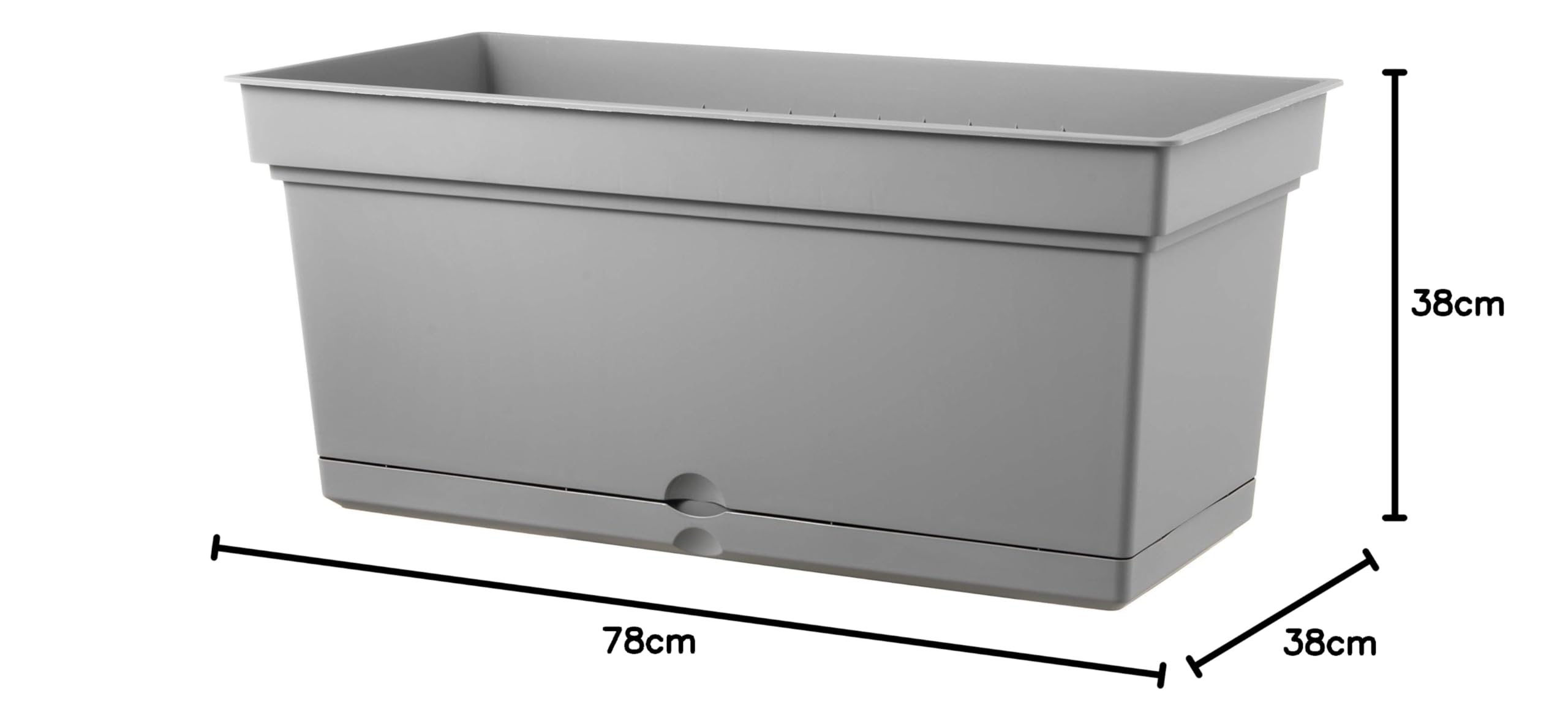Teraplast Aqua Dimensioni 78,5cm x 38,5cm x 34cm - Fioriera Da Esterno In Plastica Opaca, Colore Grigio Nebbia, 100% Riciclabile Con Riserva D'Acqua. Vaso Rettangolare Da Esterno.