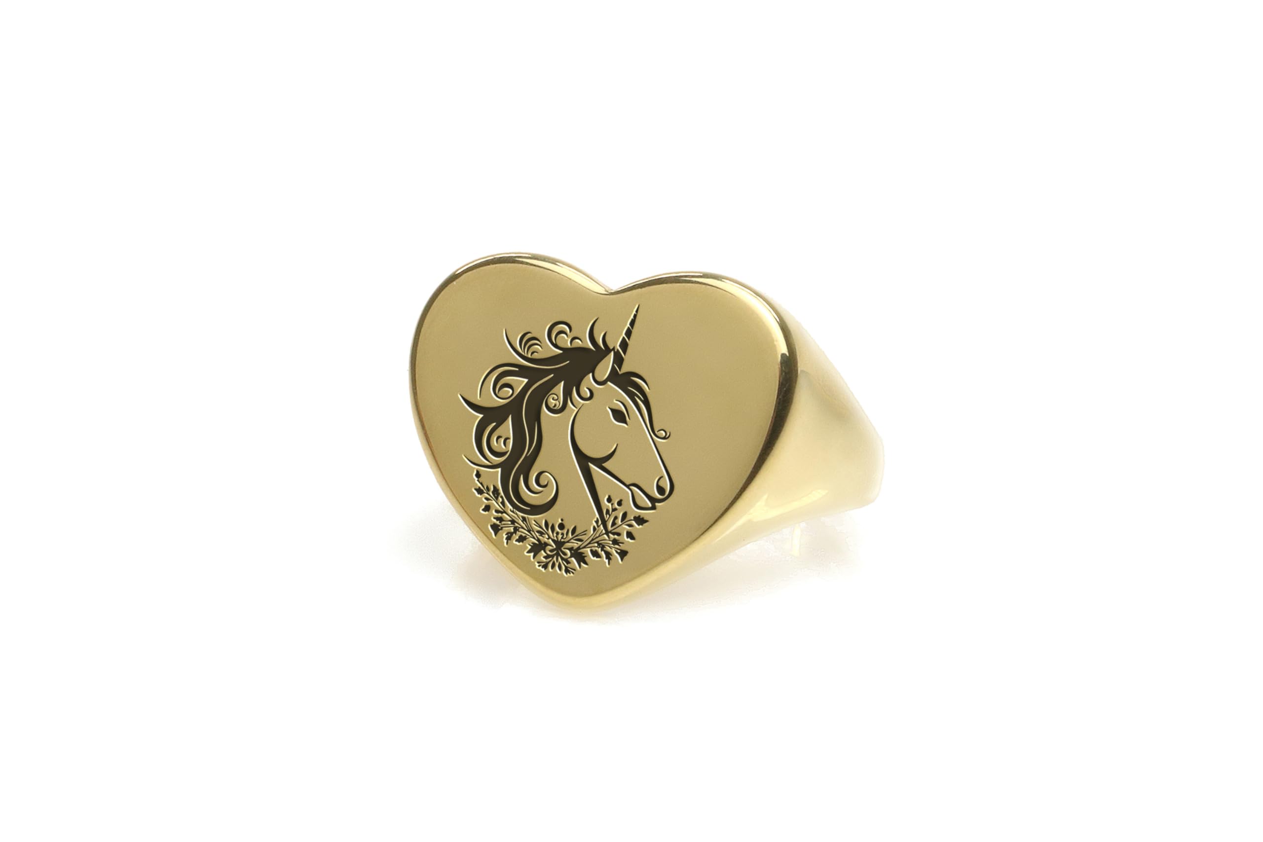 Bague licorne gravée avec motif coeur résistant aux rayures - 9