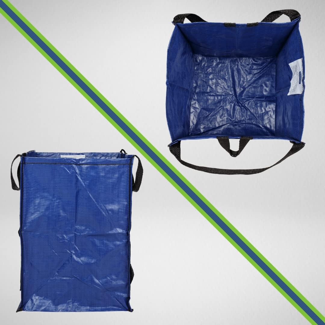 DURASACK Heavy Duty Home and Yard Waste Bag 48-Gallon Woven Polypropylene, Reusable Lawn and Leaf Garden Bag with Reinforced Carry Handles, Pop-Up Self-Standing Garbage Can, Blue : Patio, Lawn & Garden