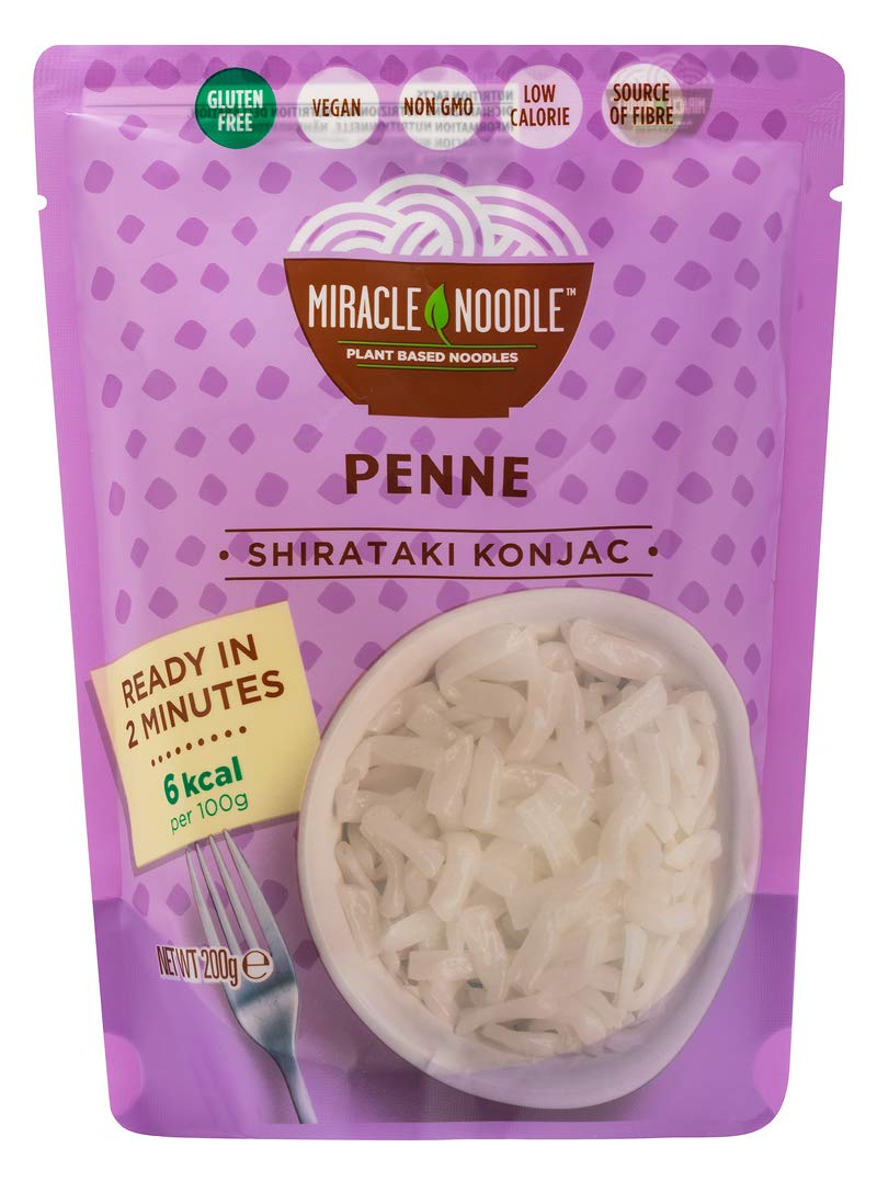 Penne Shirataki Miracle Noodle. Nuova Generazione, Senza Odore e Senza Retrogusto. Adatte a Diete Paleo e Keto. Confezione da 10 pacchetti da 200g netti.