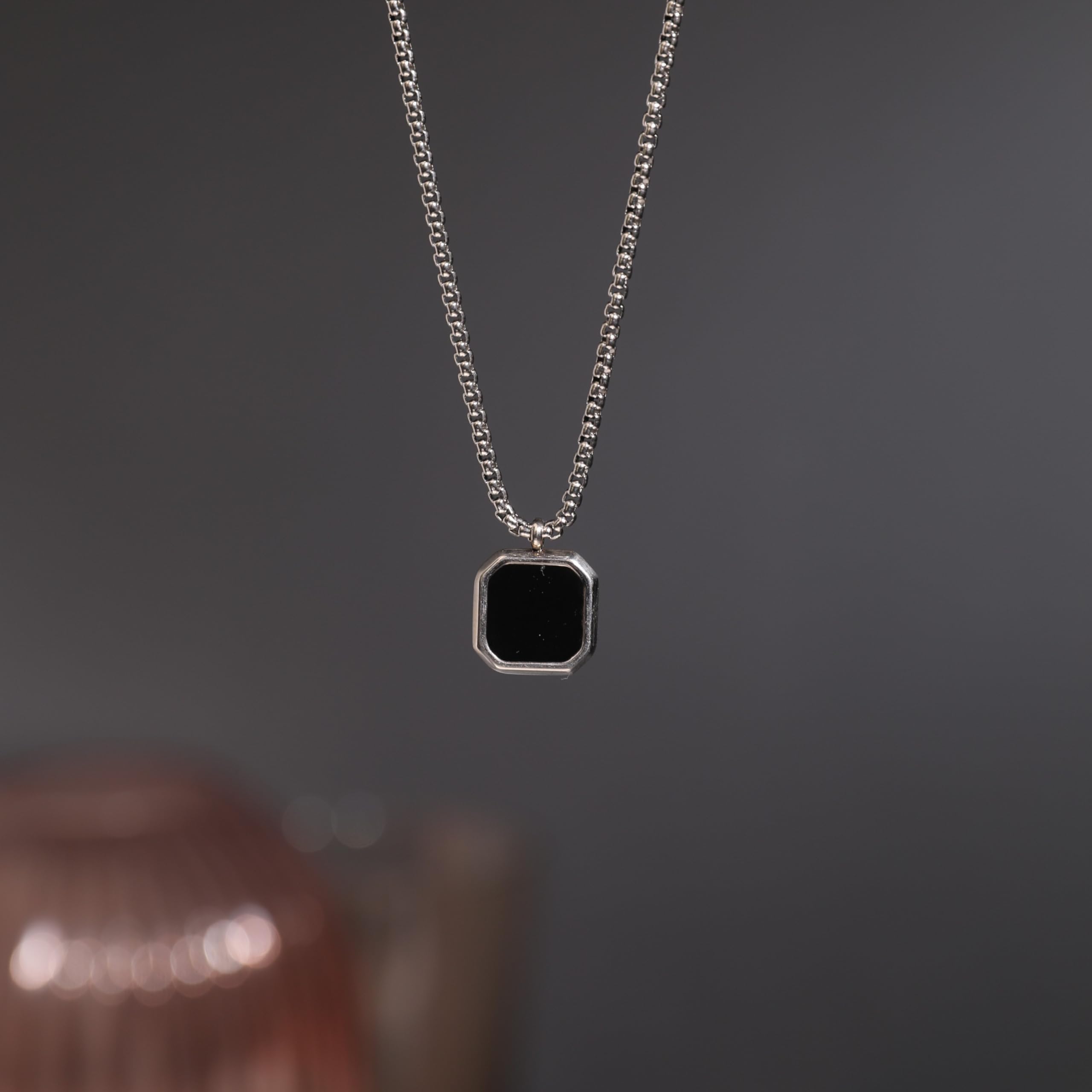 SALTY ALPHA Anti Tarnish Stainless Steel Midnight Charisma Locket Neck Chain for Men | Stylish Pendant Necklace | Jewellery Accessories for Boys | Minimal Jewelry | Gifts for Boyfriend & Husband | Marriage, Birthday... | Gift for Valentine Day.. 1