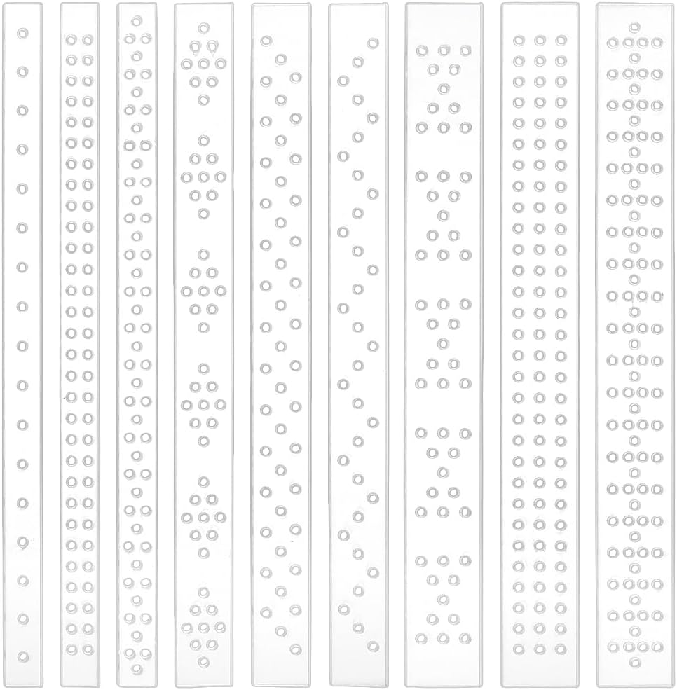 BENECREAT 9Pcs Acrylic Leather Punch Tool, 3 Widths Crystal and Rivet Spacing Templates Spacing Guides for Dog Collars, Belts, Hole Punchings, Hole: 3.5mm