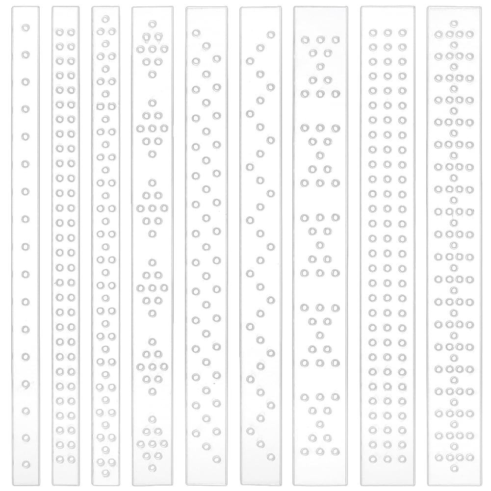 BENECREAT 9Pcs Acrylic Leather Punch Tool, 3 Widths Crystal and Rivet Spacing Templates Spacing Guides for Dog Collars, Belts, Hole Punchings, Hole: