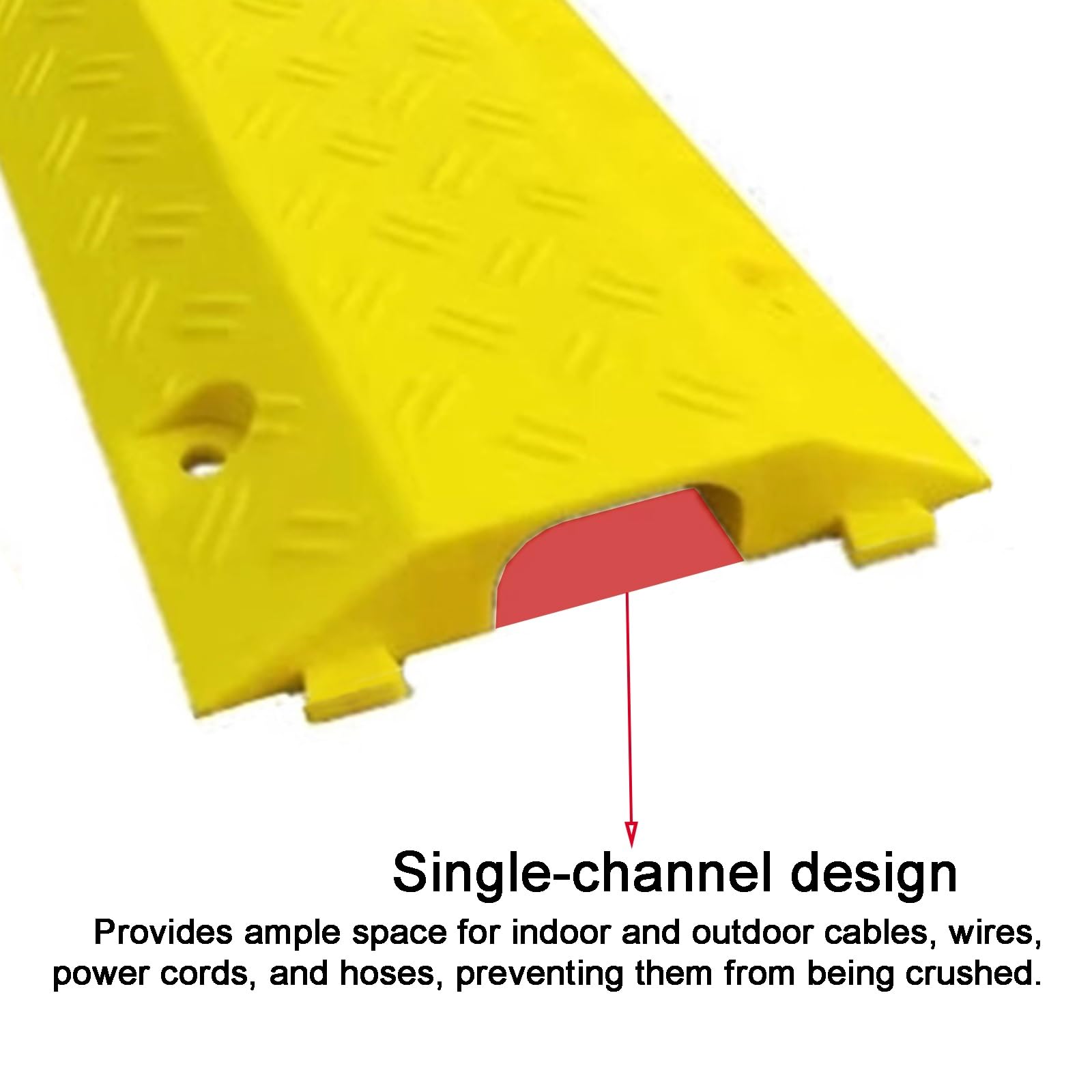 Cubierta de cable, rampa protectora de cable de PVC, tope de velocidad modular de 1 canal con 6 pernos, capacidad de carga de 660 libras para uso en interiores y exteriores