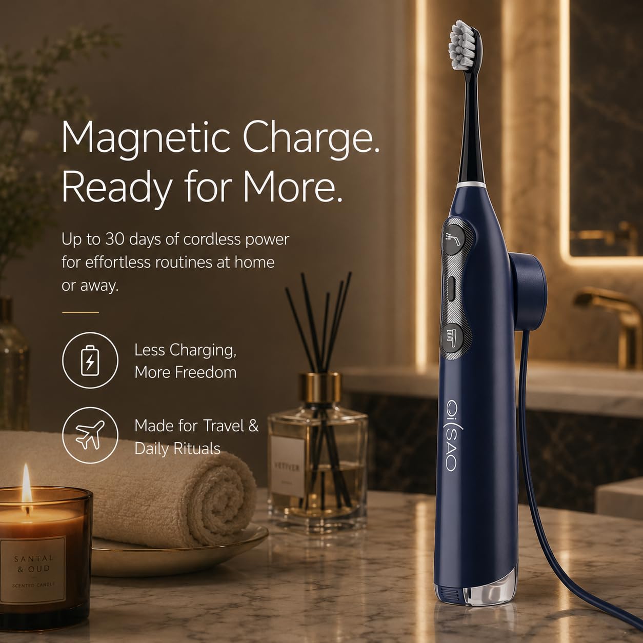 Pro - Cepillo de dientes eléctrico sónico todo en uno con hilo dental de agua, vibración de 60°, 5 cabezales de cepillo, 3 modos, batería de 30 días, para cuidado sensible de dientes y aparatos