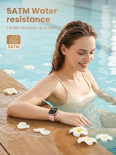 Miniatura 4 de SKG Reloj inteligente para mujer, rastreador de fitness con 5 ATM, impermeable, monitor de salud para frecuencia cardíaca, oxígeno en sangre y