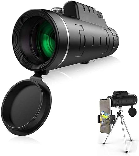 Dragonranee Telescopio monocular con zoom de teleobjetivo, 40 x 60 HD, alta potencia, con soporte para teléfono inteligente y trípode IPX4,