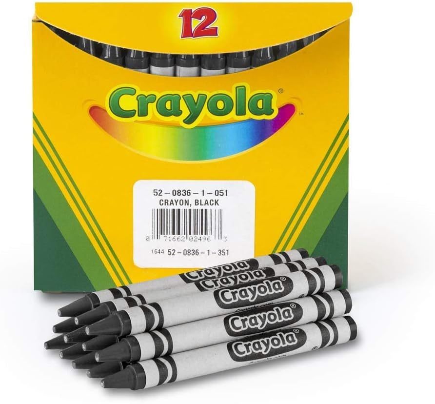 Bulk Crayons (12 Count), Black, 48 Pack