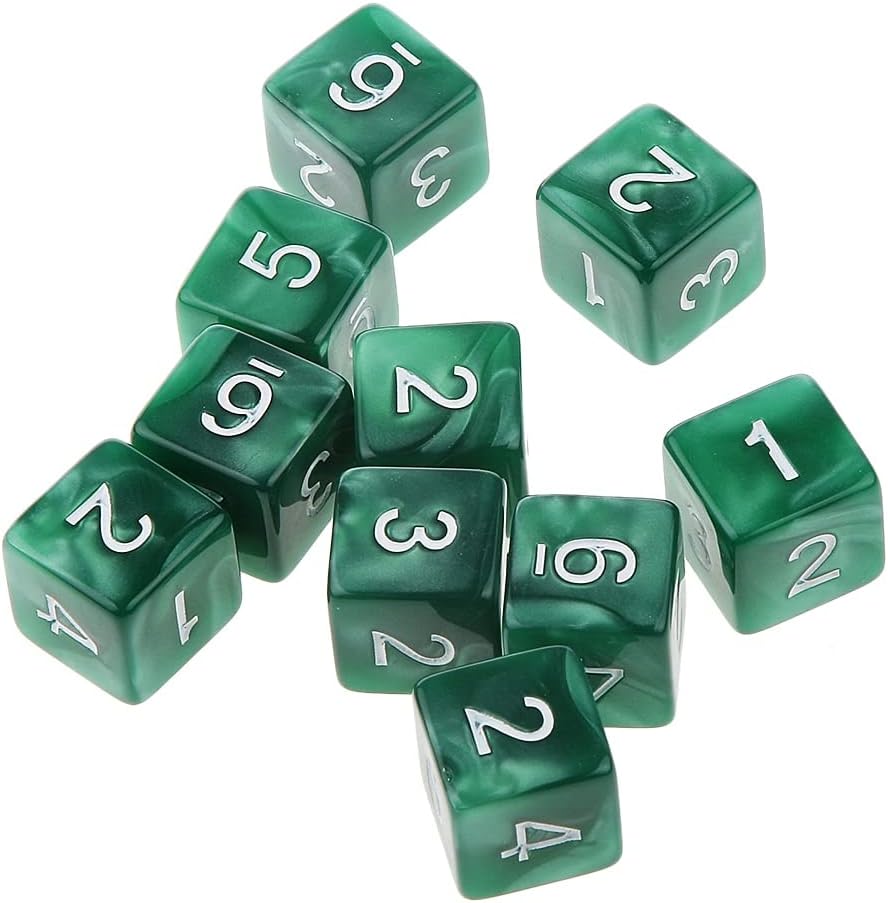 10pcs Dice Playing Games Multi-Sided D6 D10 D12 D20 Dices (Color : Red 16mm)