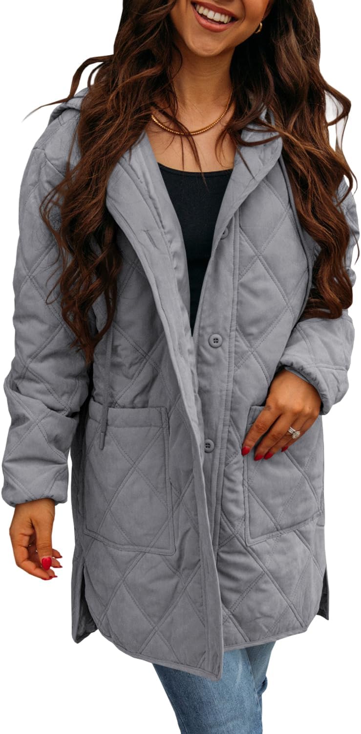 Ebifin Womens Long Quilted Puffer Jacket Winter Warm Hooded Lightweight Parkas Coat with Pockets Ebifin Womens Long Quilted Puffer Jacket Winter Warm Hooded Lightweight Parkas Coat with Pockets