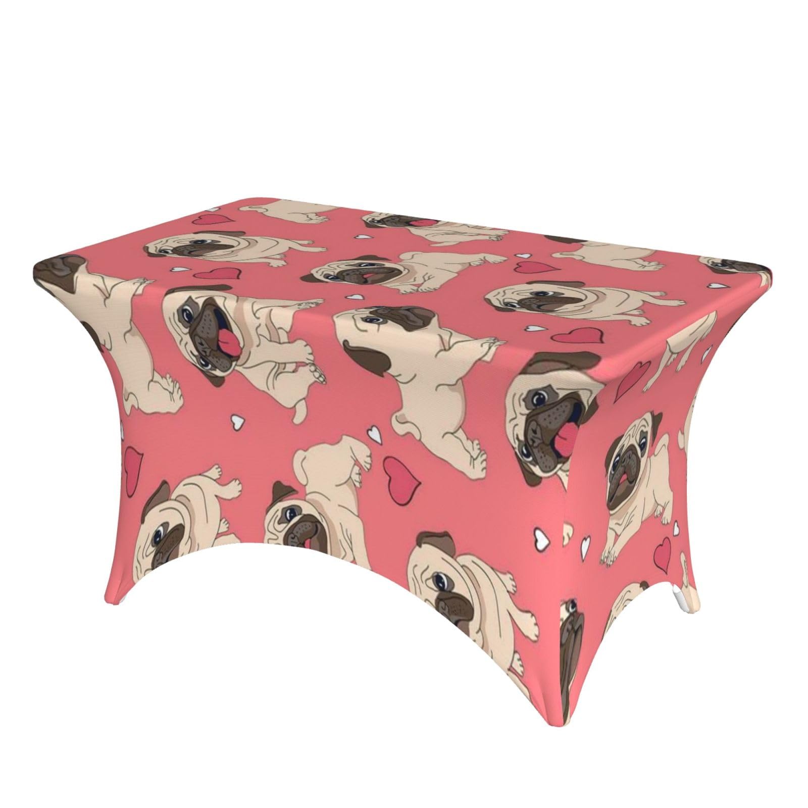 Dcehgew Dog 4Ft Spandex Rectangular Table Cloth, Printed Fitted Elastic Tablecloths Washable Table Cover For Event, Wedding, Banquet & Party