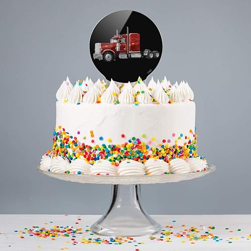 Miniatura 4 de Acrylic Semi Tractor Trailer Truck Trucker Cake Topper Party Decoration for Wedding Anniversary Birthday Graduation