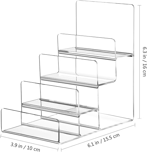 Miniatura 3 de DOITOOL Paquete de 2 soportes de exhibición de acrílico de 4 niveles, soporte de exhibición transparente para bolso de mano, soporte de exhibición